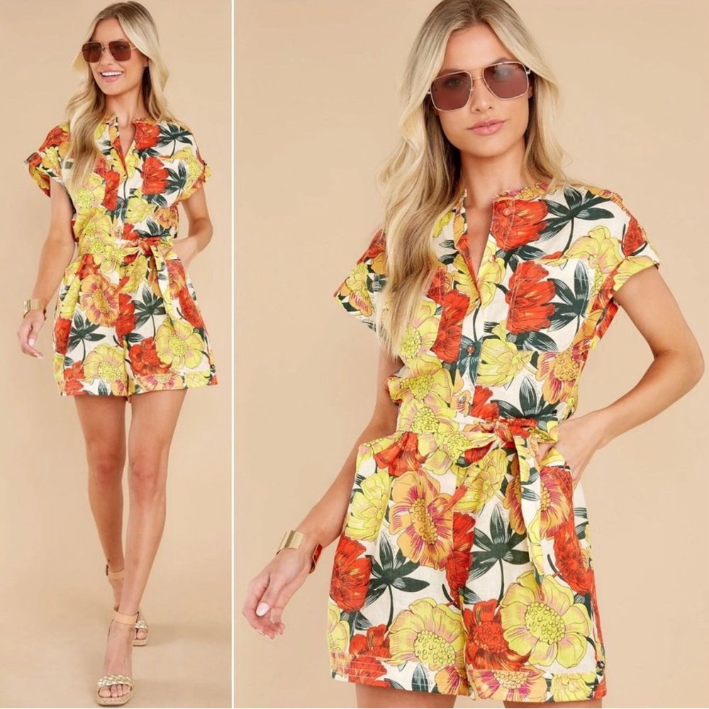 Scotch & Soda Linen Tropical Floral Romper